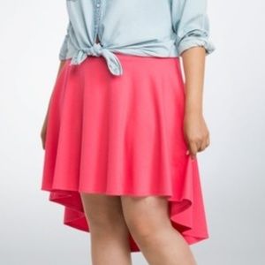 Torrid Hi Low Ponte Skater Skirt in Coral